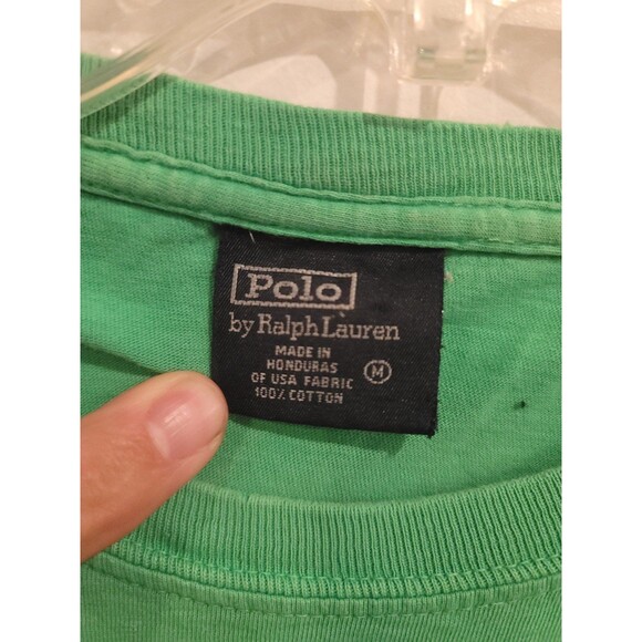 Vintage 90s Polo Ralph Lauren Tshirt M Lime Green - Picture 7 of 11